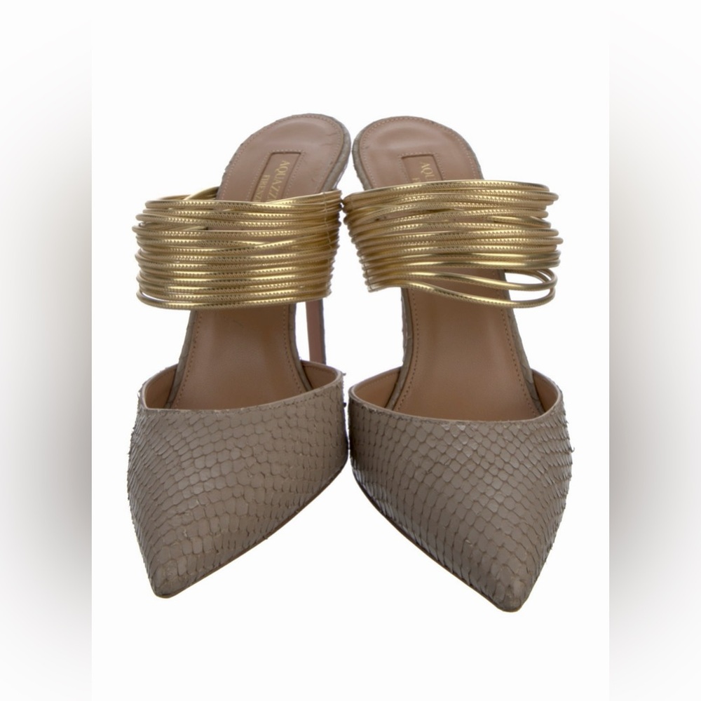 Aquazzura Snakeskin Mules Size: US9.5, IT39.5